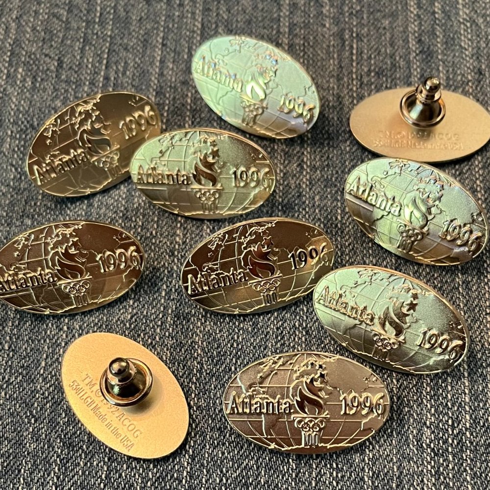 Lot of 10 Balfour Olympic Pins ~ World Globe ~ Silver Tone ~ Atlanta 1996